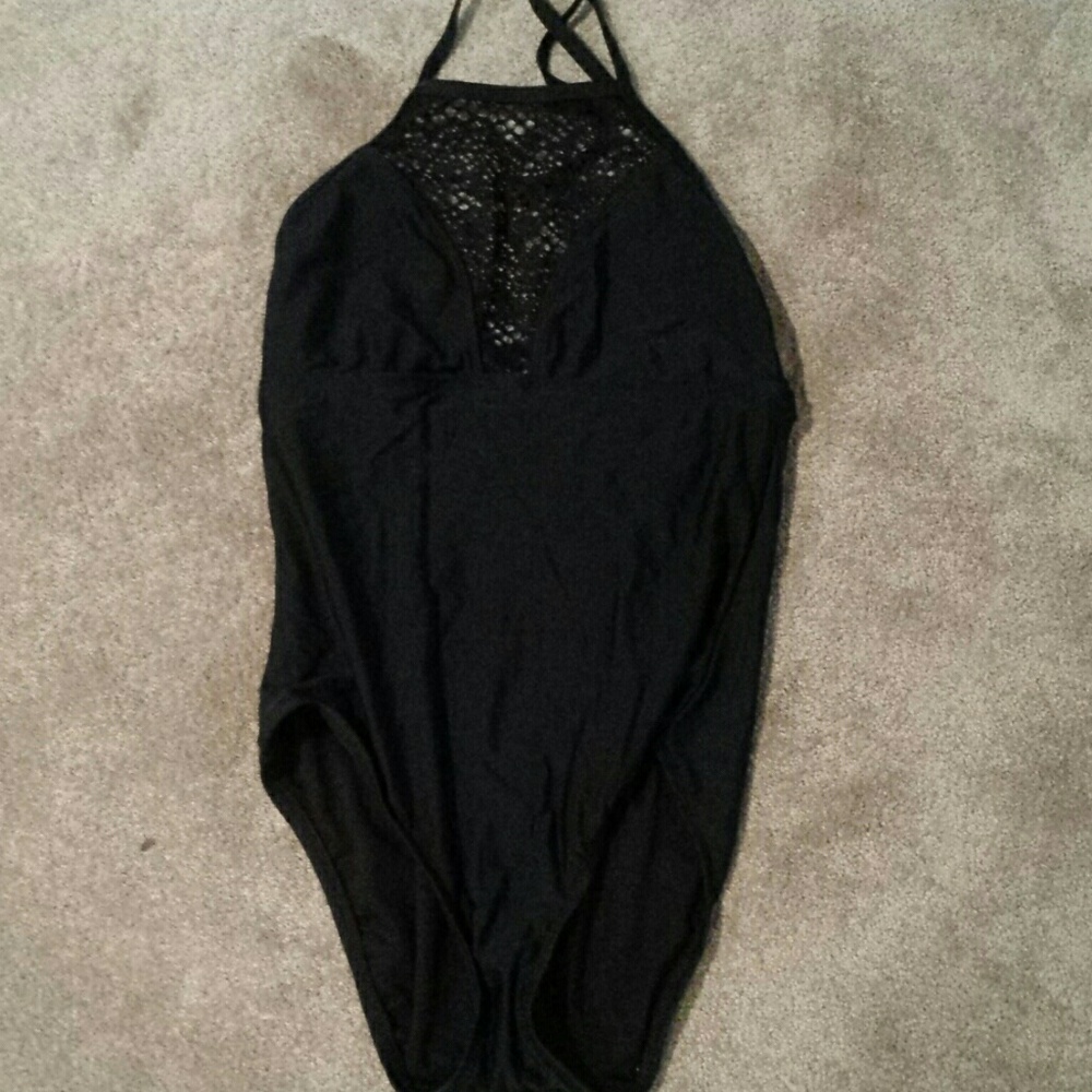 Black one piece bathing suit